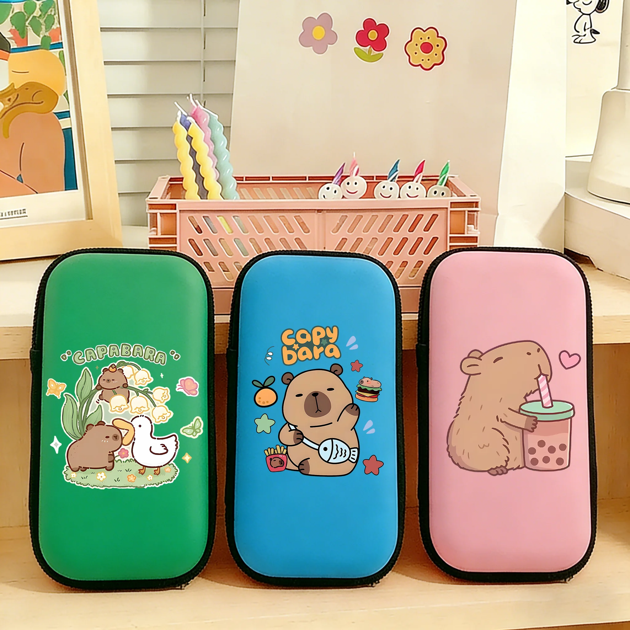 Capybara Travel Storage Bag Charging Data Cable Case Earphone Package Anime Print Y2K Vogue Cute Gift Portable Outdoor Organizer