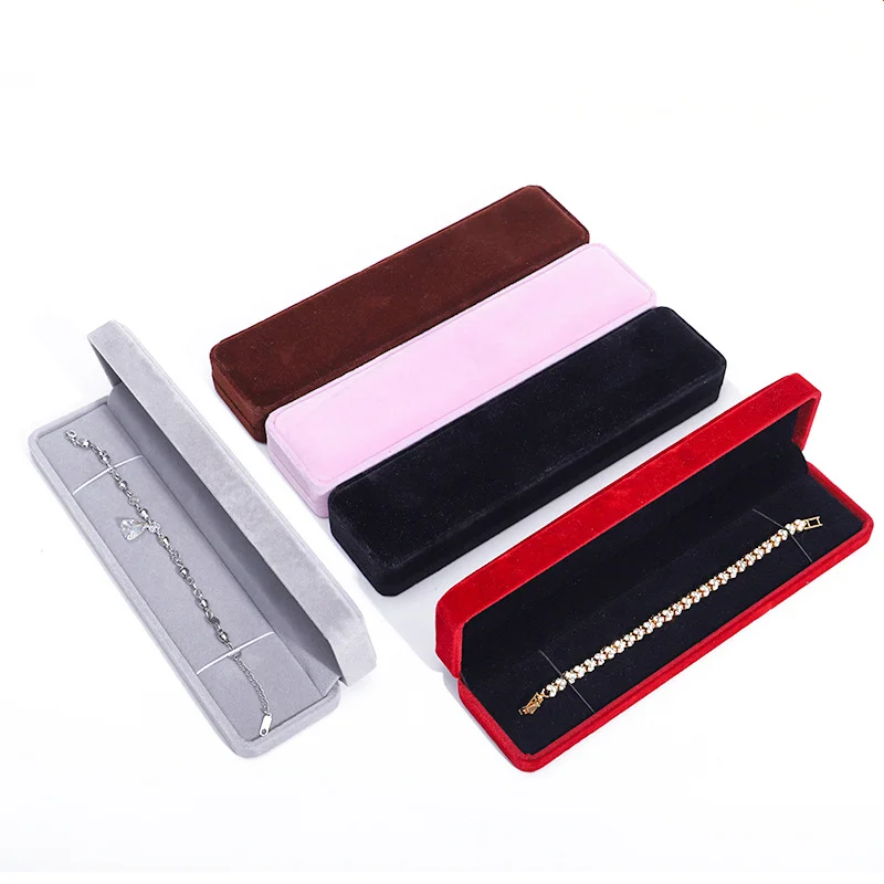 1/2 Wholesale High-end Velvet Round-edge Jewelry Box Long Chain Ring Storage Packaging Jewelry Storage Jewelry Necklace Box
