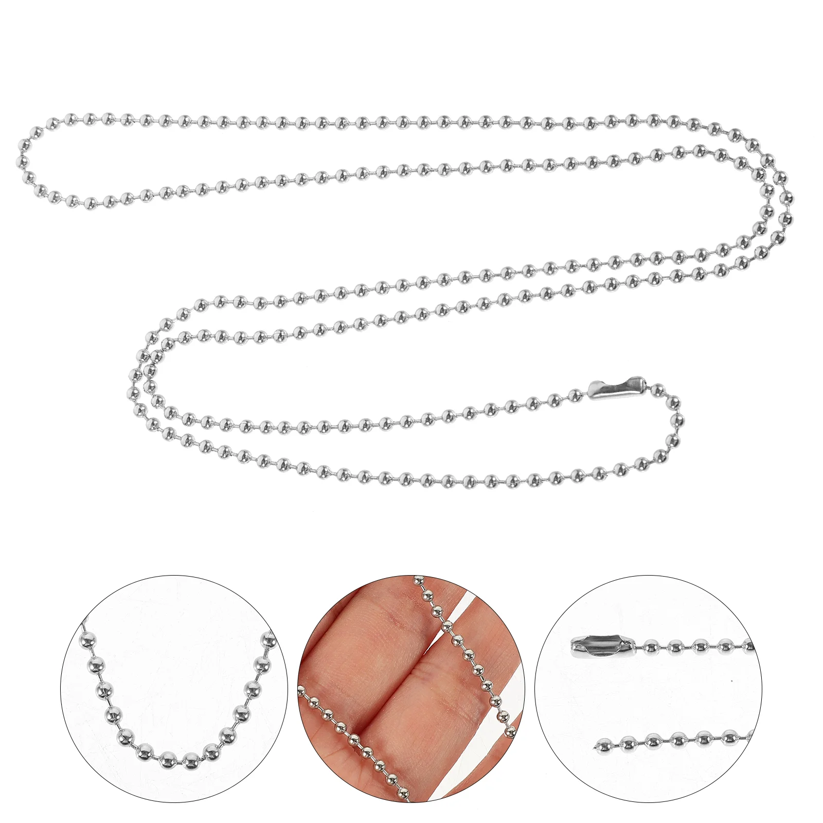 Metal Beaded for DIY Crafts Dog Tag Necklace Stainless Steel