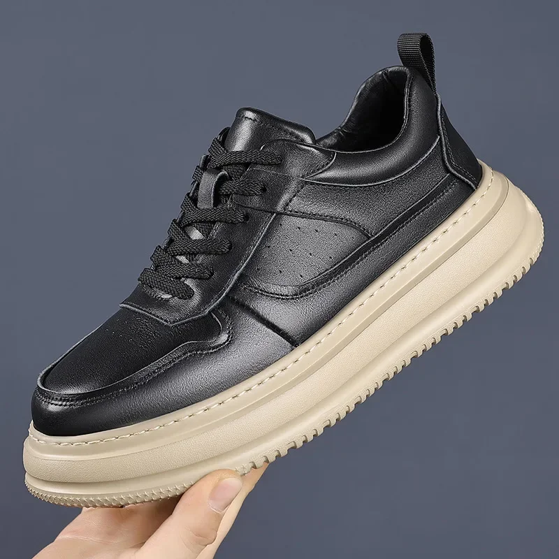 

Men's Casual Shoes Top Layer Cowhide Breathable Leather Upgraded Version Spring New Style Comfortable Slip-On Sneakers