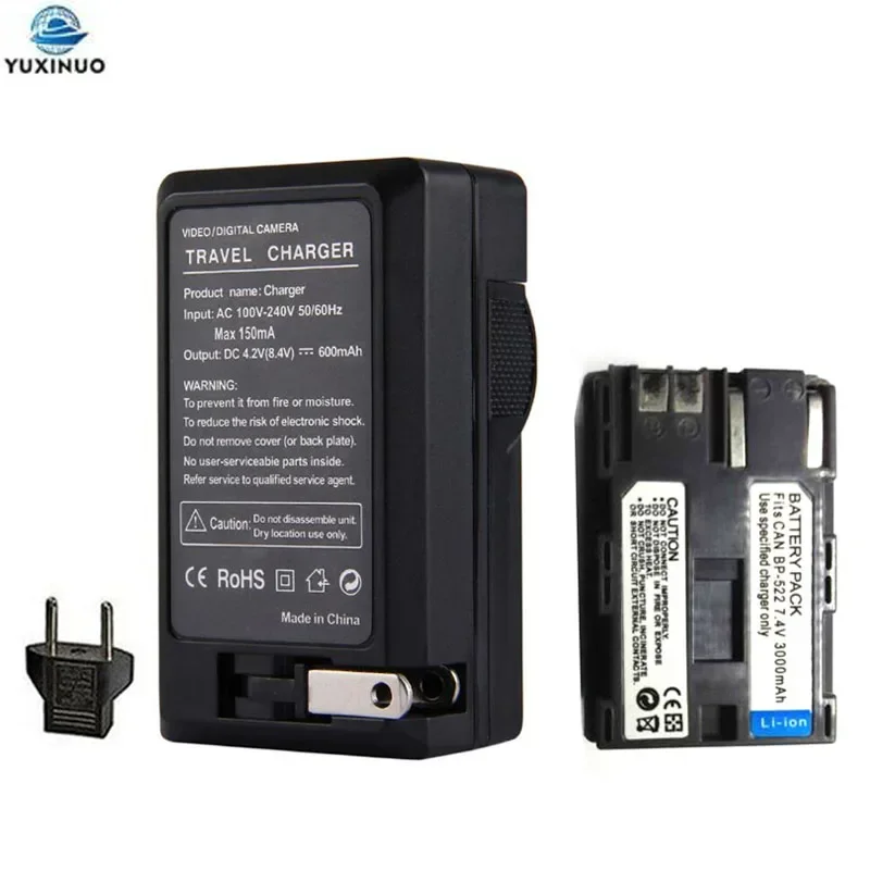 

3000mAh BP-522 BP522 Camera Battery + AC Charger For Canon BP-508 BP-511 BP-512 BP-535 BP-70A BP-85A EOS 50D 40D 30D D60 D30 5D