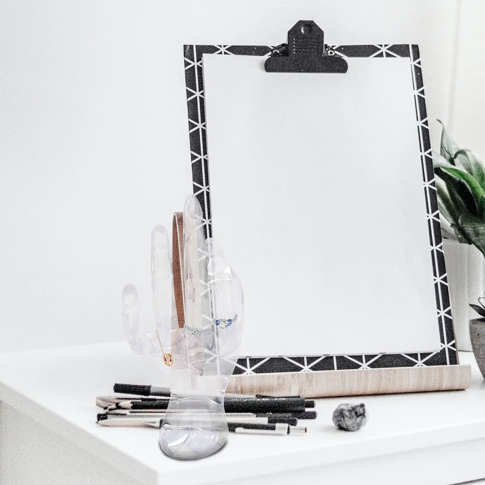 

Креативная прозрачная подставка для украшений в форме руки (символ «ОК»), держатель для колец и браслетов, органайзер, идеально подходит для дома и магазина, пластиковая подставка для ювелирных изделий