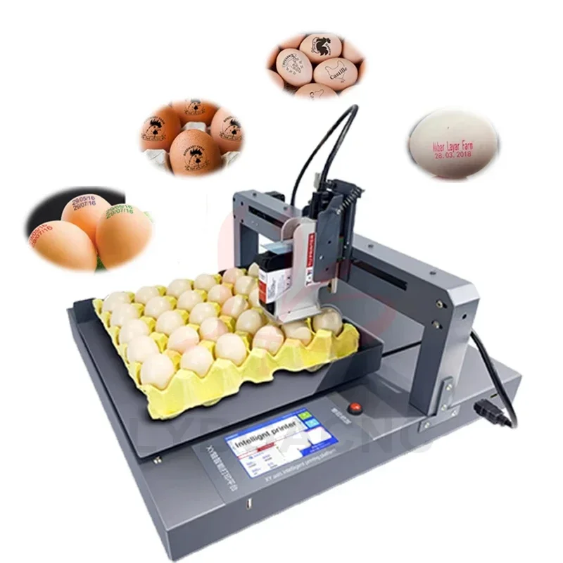 XY Axis Desktop Egg Coding Machine Six Nozzle Assembly Line Egg Coding Machine 220V 50/60HZ 50W Adjustable Height Various Color