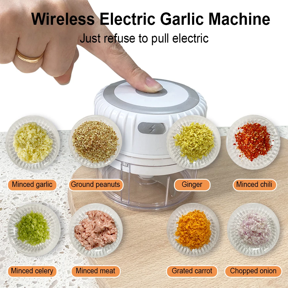 Electric Garlic Masher Kitchen Chopper Meat Grinder Mini Garlic Vegetable Chopper Crusher Rechargeable Food Processor