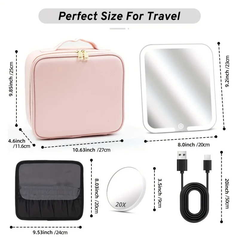 Border Storage Travel Portable Cosmetic Case INS Style Face Value Large Capacity High-Grade Led Cosmetic Bag with Light Mirror