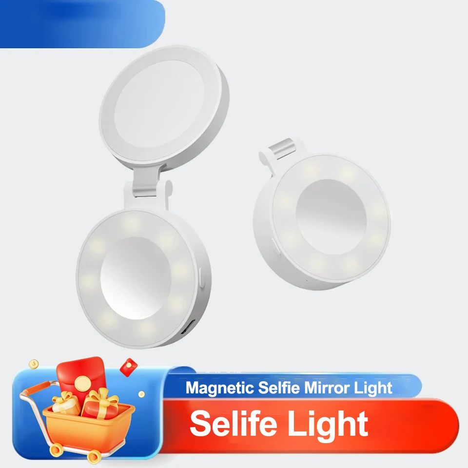 

Магнитный светильник для зеркала для селфи SIDANDE, магнитный заполняющий светильник 270. ° Складное трехцветное кольцо с температурой, мягкий свет