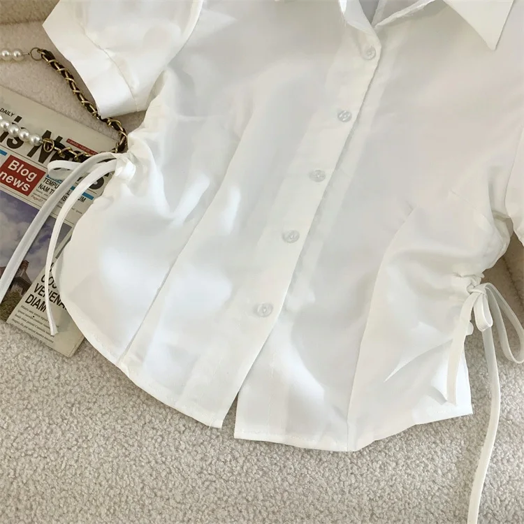 Camisas de manga curta das mulheres blusa de impressão artística estética verão streetwear solto ajuste botão até turndown colarinho elegante moderno