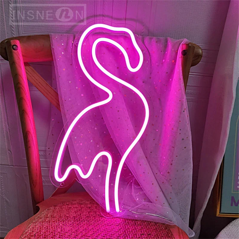 Flamingo LED Neon Sign Pink Multipurpose Neon Light for Room Bedroom Wall Hanging Decorative Light for Indoor Room Wedding Gifts