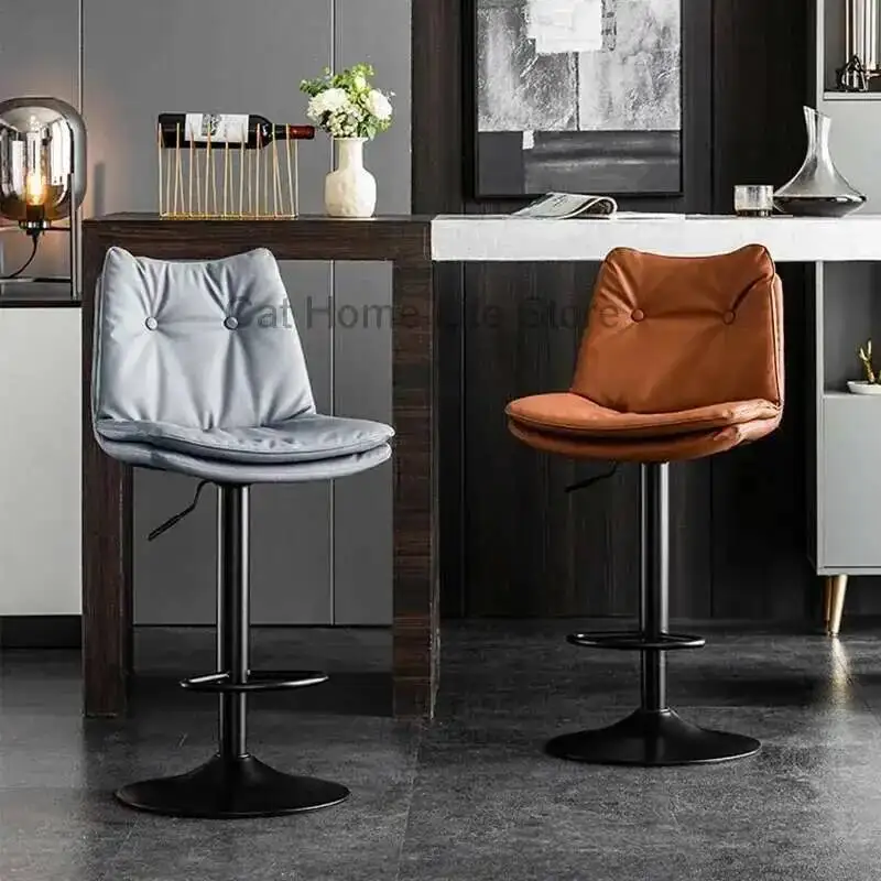 

High Leather Back Bar Stool Ultralight Camping Adjustable Swivel Bar Stool Counter Kitchen Simplesillas De Lujo Bar Furniture