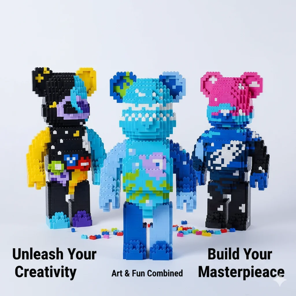 

34 см пиксельный медведь, строительные блоки, игрушка, сделай сам, сборка из микро частиц, кирпич, художественная фигурка для детей и взрослых, настольный подарок, декор