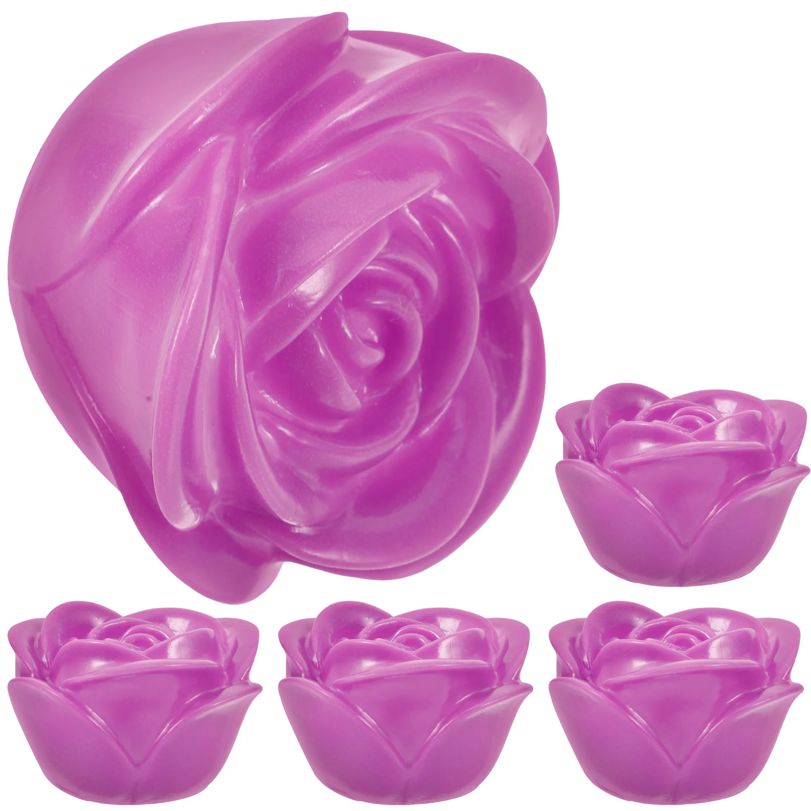 5Pcs 7 Colors Changing LED Light Rose Shaped Night Light Romantic Plastic Floral for Home Garden Wedding Party Festivals