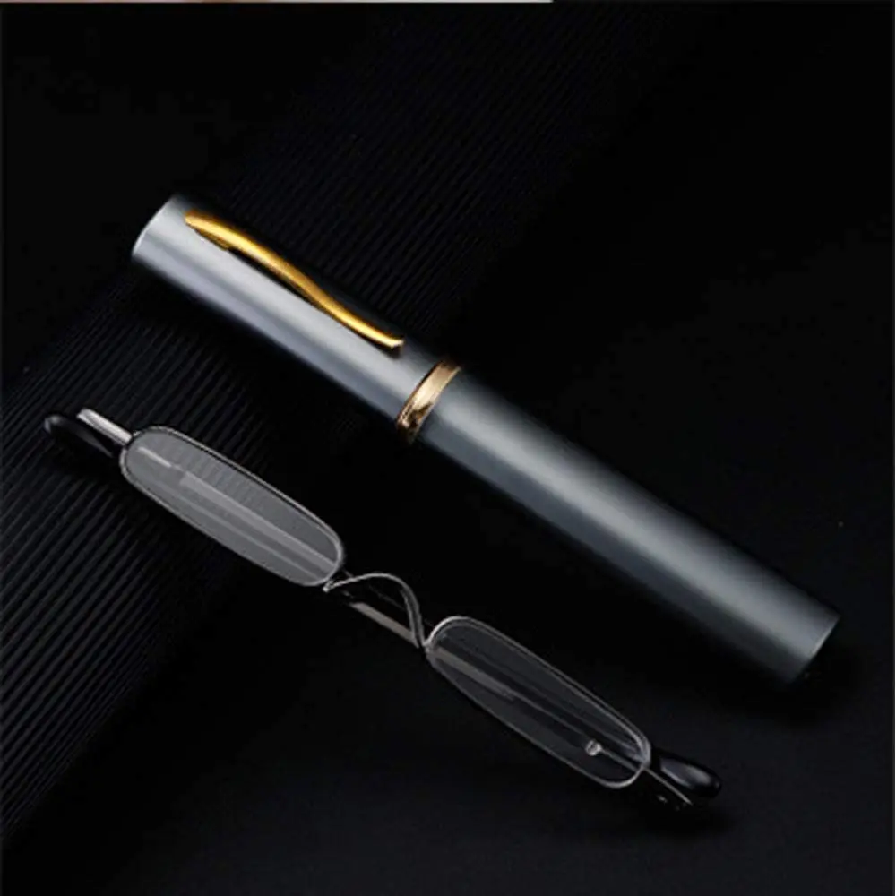 

Eyeezi Mini Reading Glasses Compact Spring Hinged Slim Pocket Readers with Pen Clip for Easy Carry Lightweight +1.0 +1.5 +2.0 +3