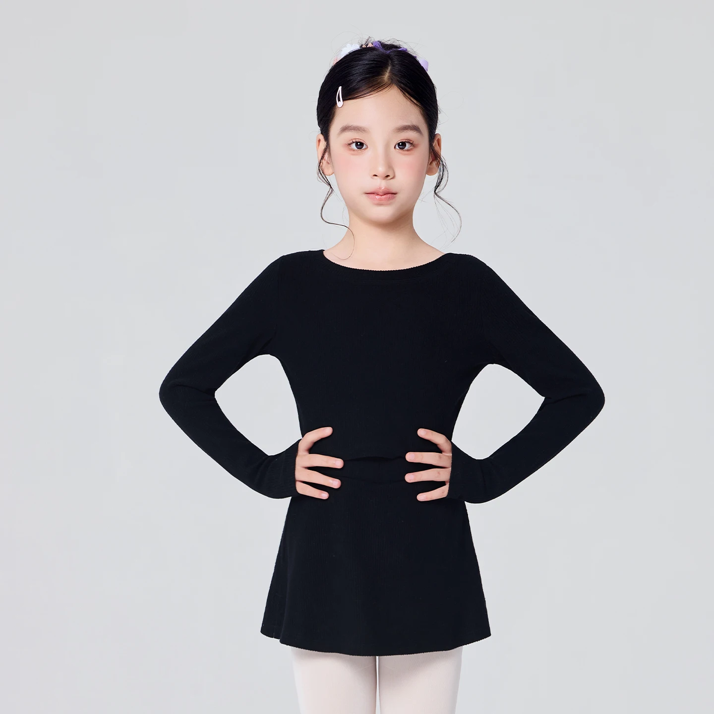 Girls Ballet Dance Outfit Winter Thermal Knit Sweater Two Pieces Set Kids Dance Warm Practice Wear