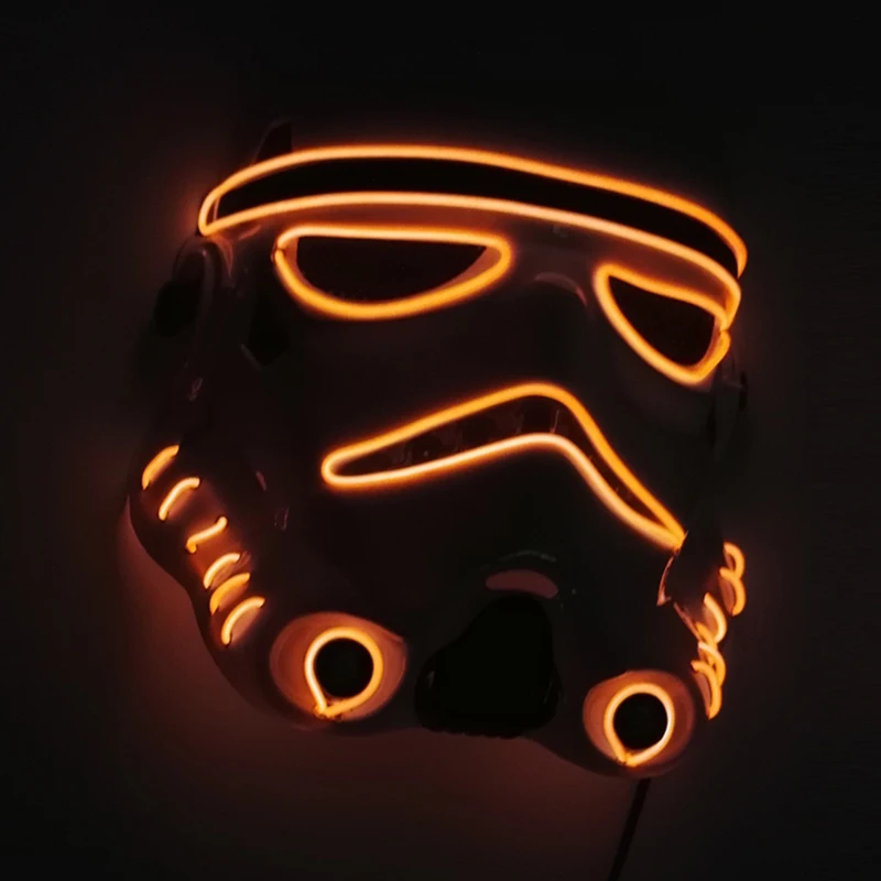 남성용 야광 군인 마스크 코스프레 전사 의상 소품 킬러 마스크 악마 마스크 야광 군인 LED 마스카라 드시프라스