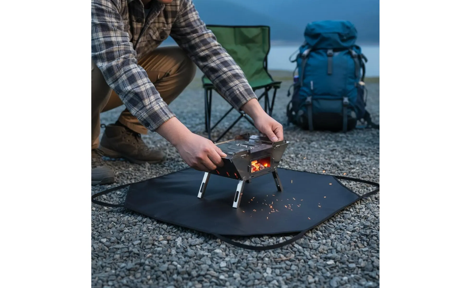 Fire Retardant Blanket Portable Handle Fireproof Cloth Fireproof Mat Reusable Outdoor Gear Tear-Resistant for Travel