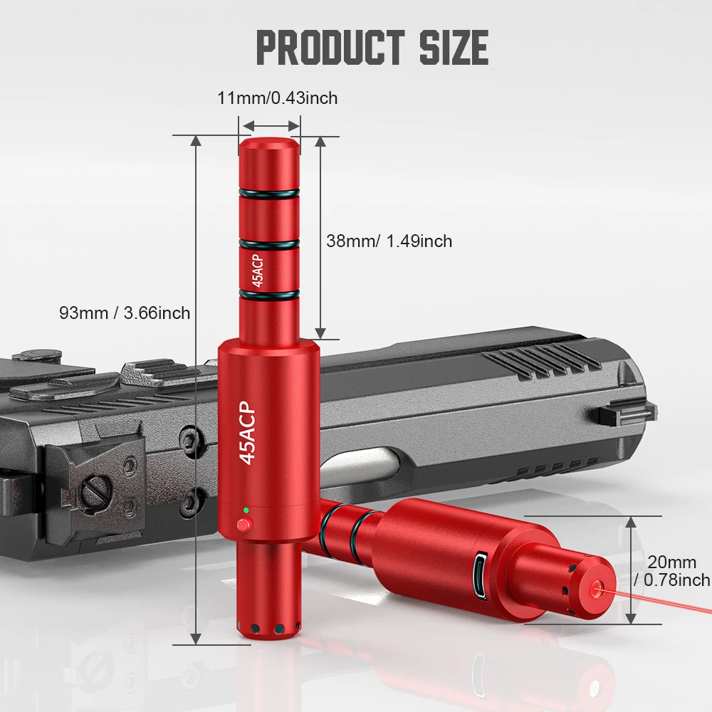 45ACP лазерная тренировочная пуля двойного назначения с магнитным всасыванием, тренировочная пуля с красной точкой, лазерная тренировочная пуля с сухим порошком