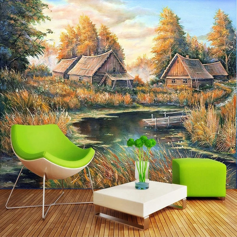 Custom Photo Wallpaper Idyllic Rural Landscape Oil Painting Mural Living Room TV Background Wall Decor Papel De Parede Wallpaper