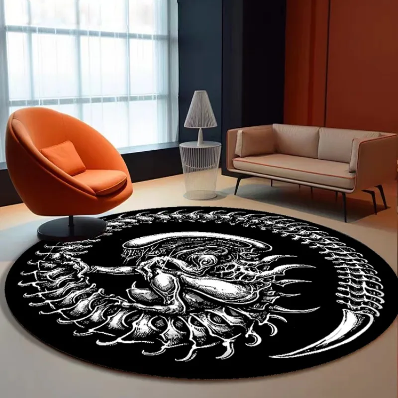 

VIKAMA Skeleton Rug - Round Terrifying Living Room Carpet- Halloween Decor - Durable and Wear-resistant Mat for Home Decoration