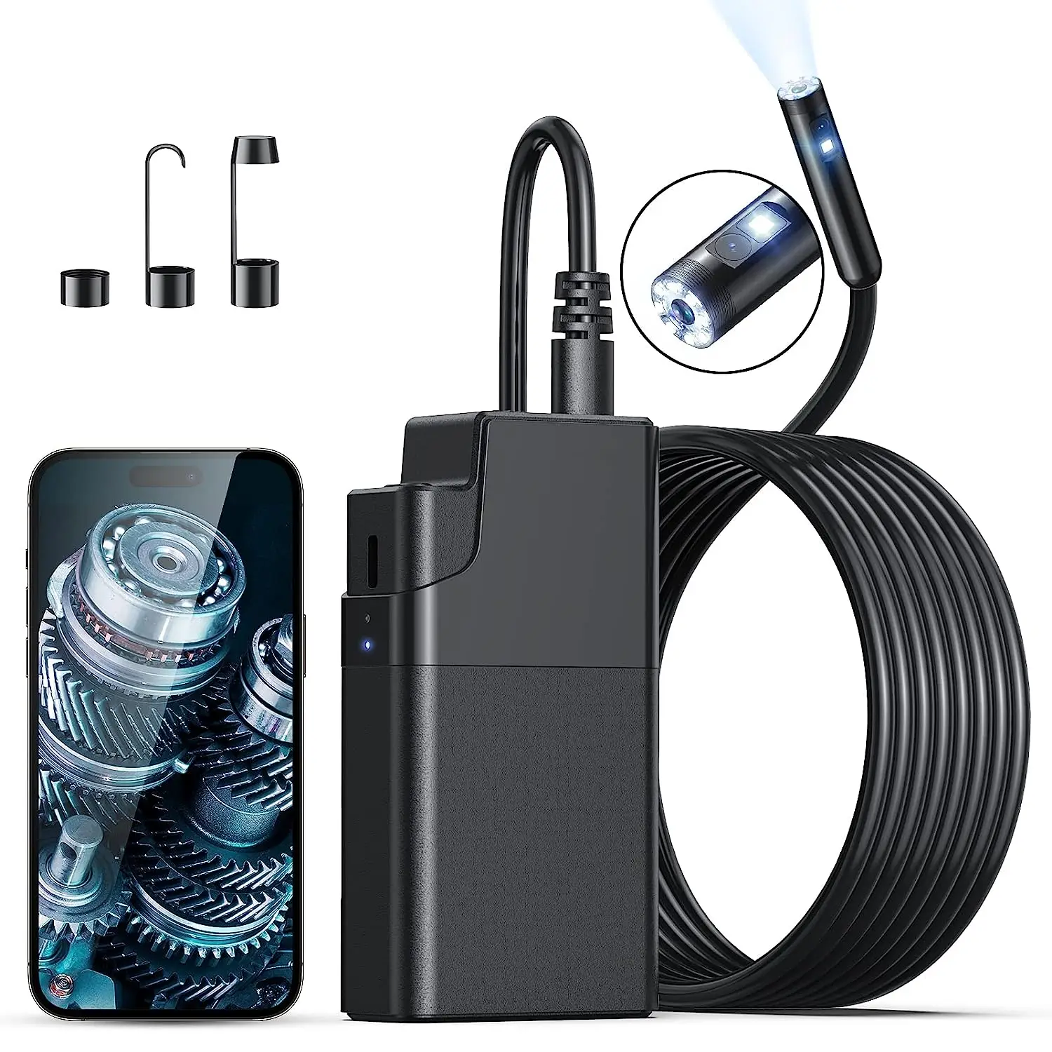 2MP 1080P 8mm Dual Lens WIFI Industrial Endoscope CMOS Borescope Inspection Otoscope Camera Digital Microscope