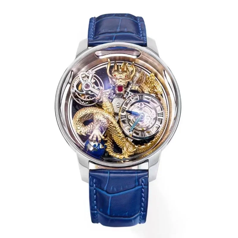 2024 Latest JACOB Mechanical Tourbillon Watch Crystal Material Waterproof Celestial Dragon Men\'s Limited Edition Watch