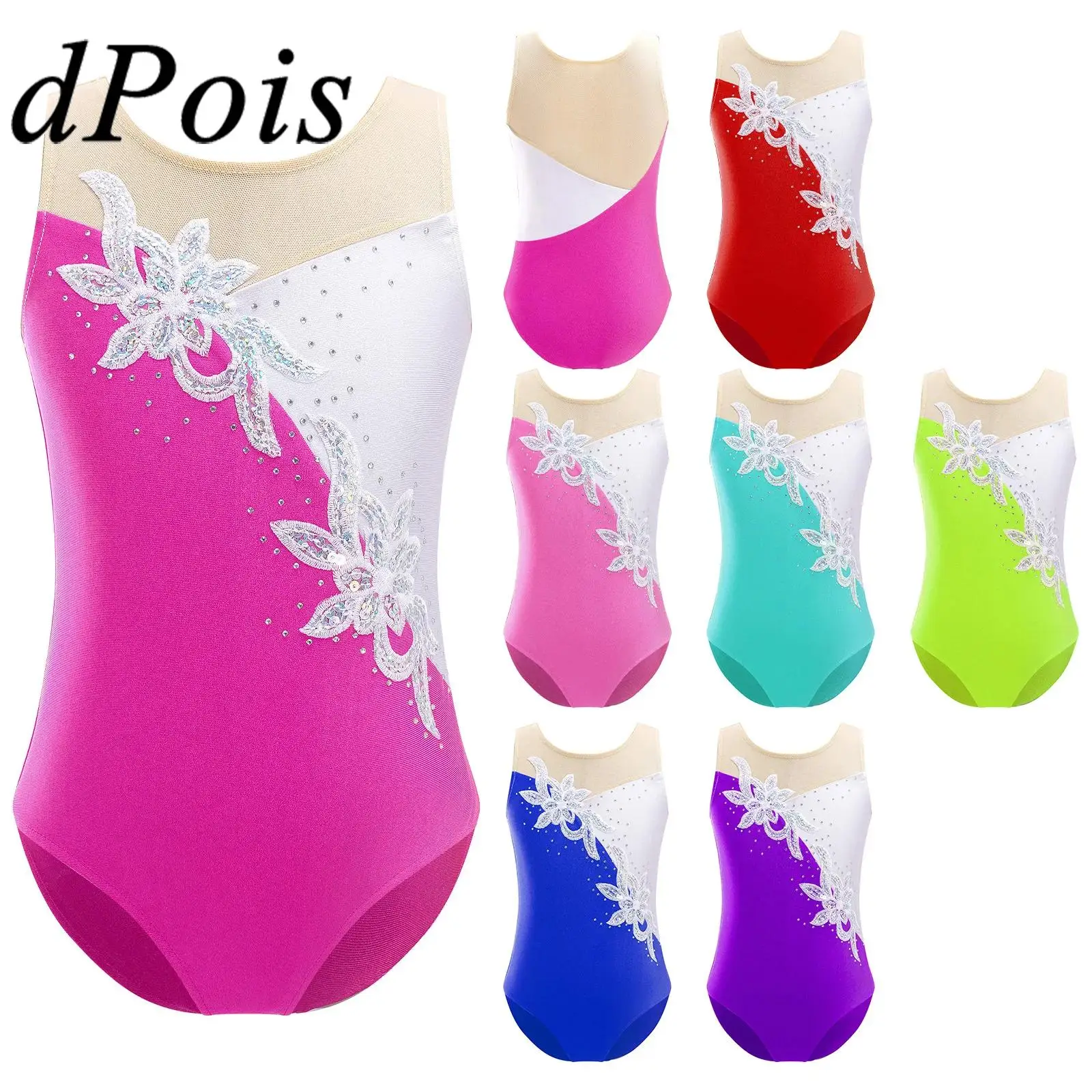 

Kids Tutu Rhythmic Gymnastics Jumpsuits for Girls Teens Ballet Dance Leotards Yoga Bodysuit Children Ice Figure Skating Jumpsuit