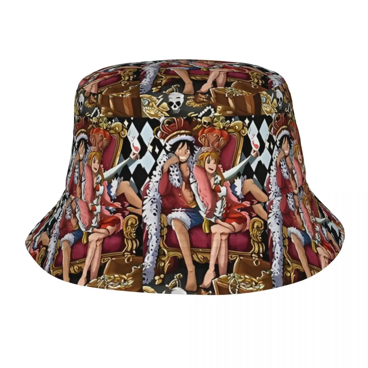 Lunami King And Queen Bucket Hats Unisex Foldable Outdoor One Piece Fishing Hat Hot Summer Beach Vacation Getaway Headwear Bob