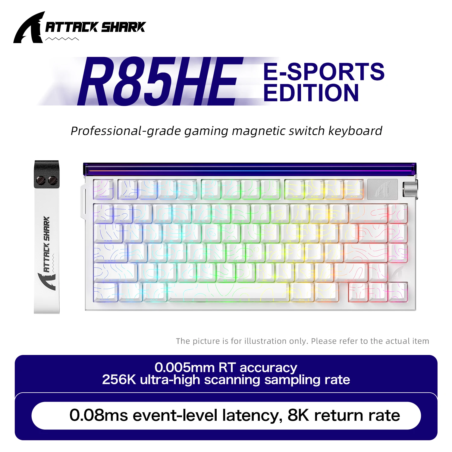 ATTACK SHARK R85HE R85 Magnetisch Gaming Toetsenbord 0.005mm RT Precisie 8KHz Polling Rate RGB Neon Lightbox voor Esports Gaming