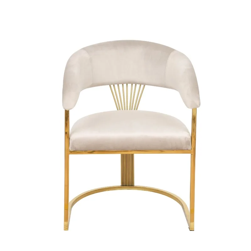 Nordic Velvet Dining Chair Luxury Indoor Furniture Restaurant Armchairs Gold Stainless Steel Leisure Chairs for Dining Room