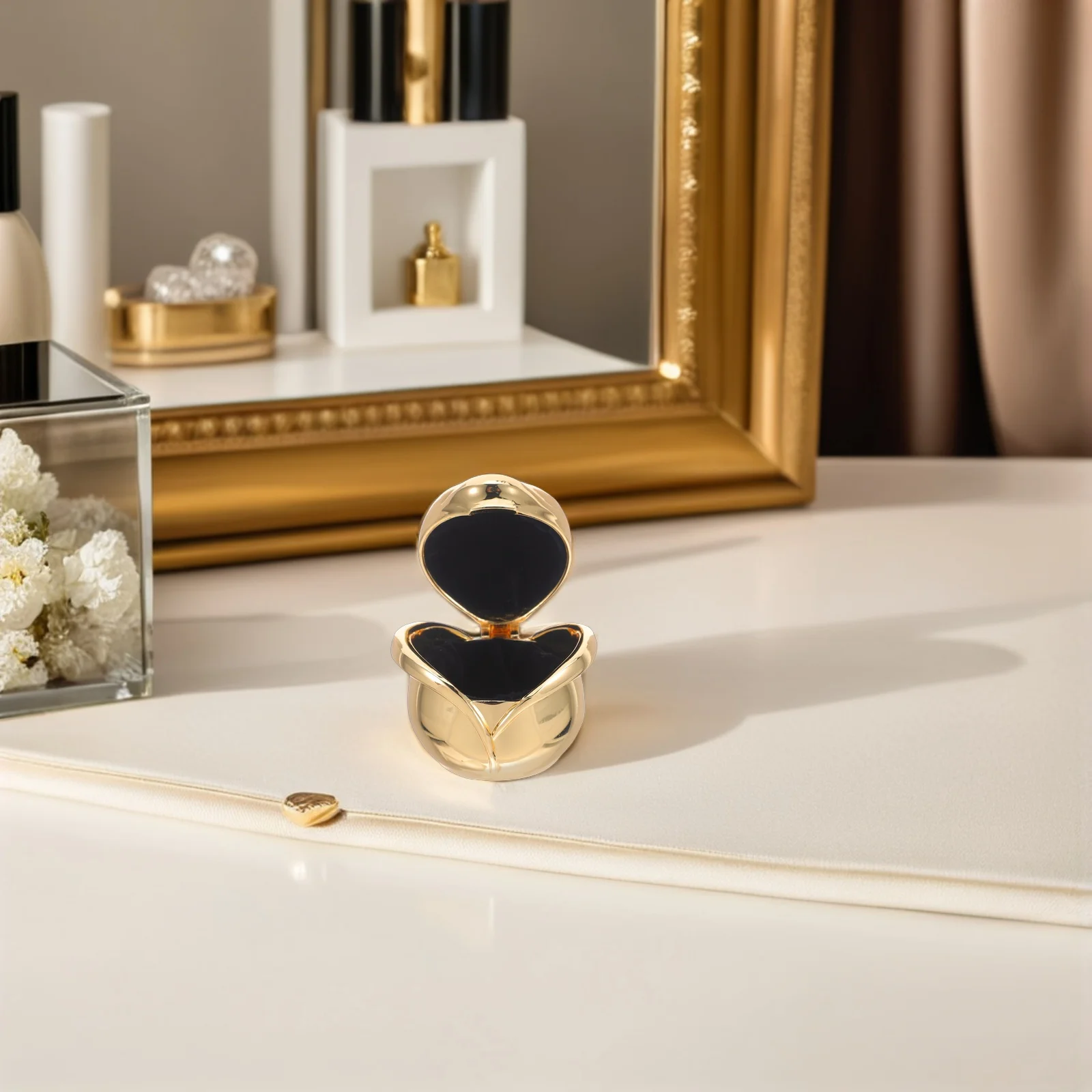 Sophisticated Flower Shaped Jewelry Box Metal Trinket Case for Rings Necklaces Bridal Engagement Decor Rose Jewelry Storage Box