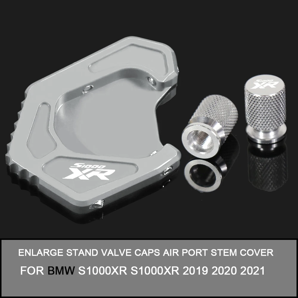 

For BMW S1000XR S1000XR 2019 2020 2021 Motorcycle CNC Kickstand Extension Pad Plate Enlarge Stand Valve caps Air Port Stem Cover