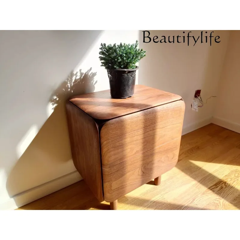 

French modern simple living room sofa corner cherry black walnut teak full main material