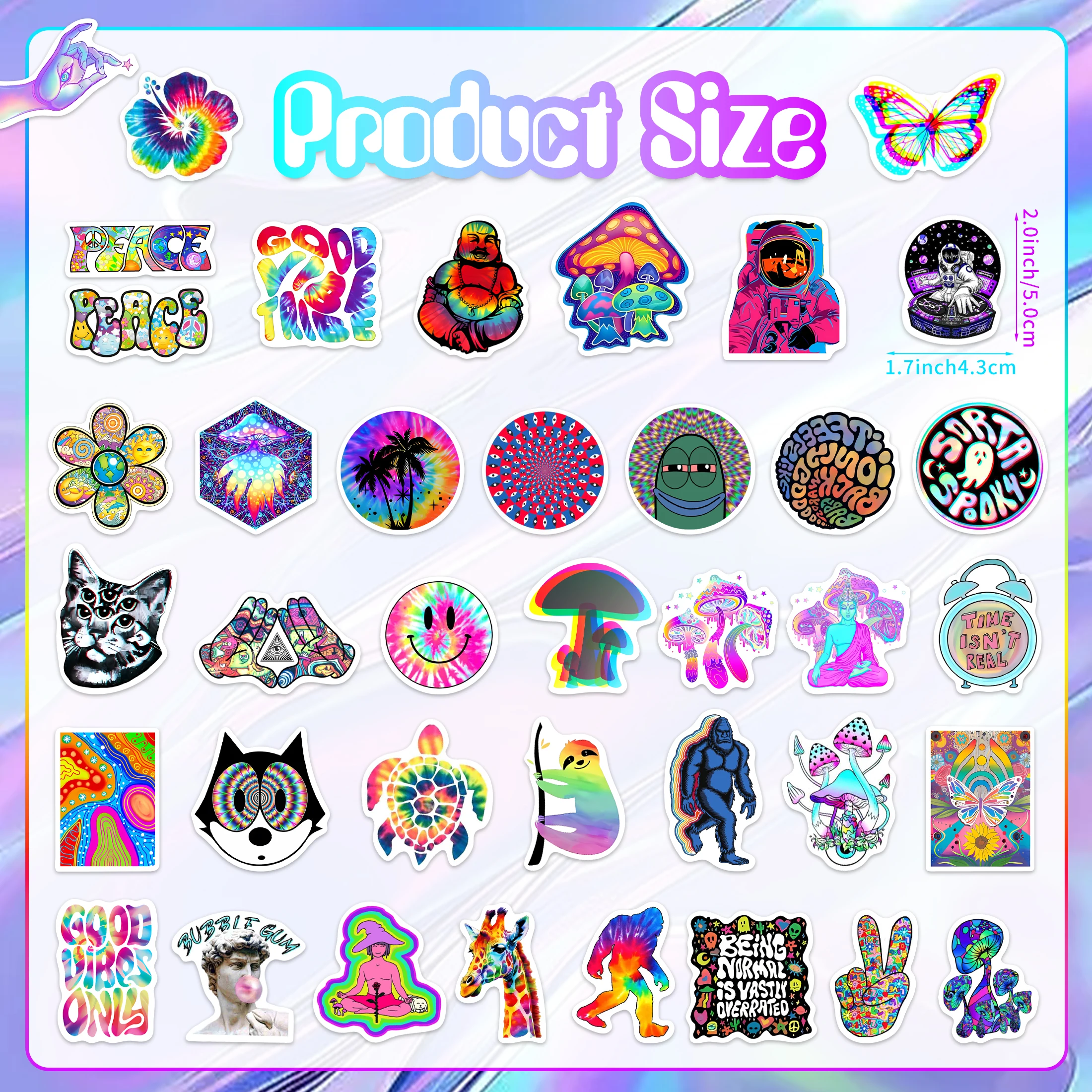 50Pcs Laser Fashion Glow in the Dark Stickers Waterproof Vinyl Decals Phone Case Skateboard Computer Decoration for Kids Gifts