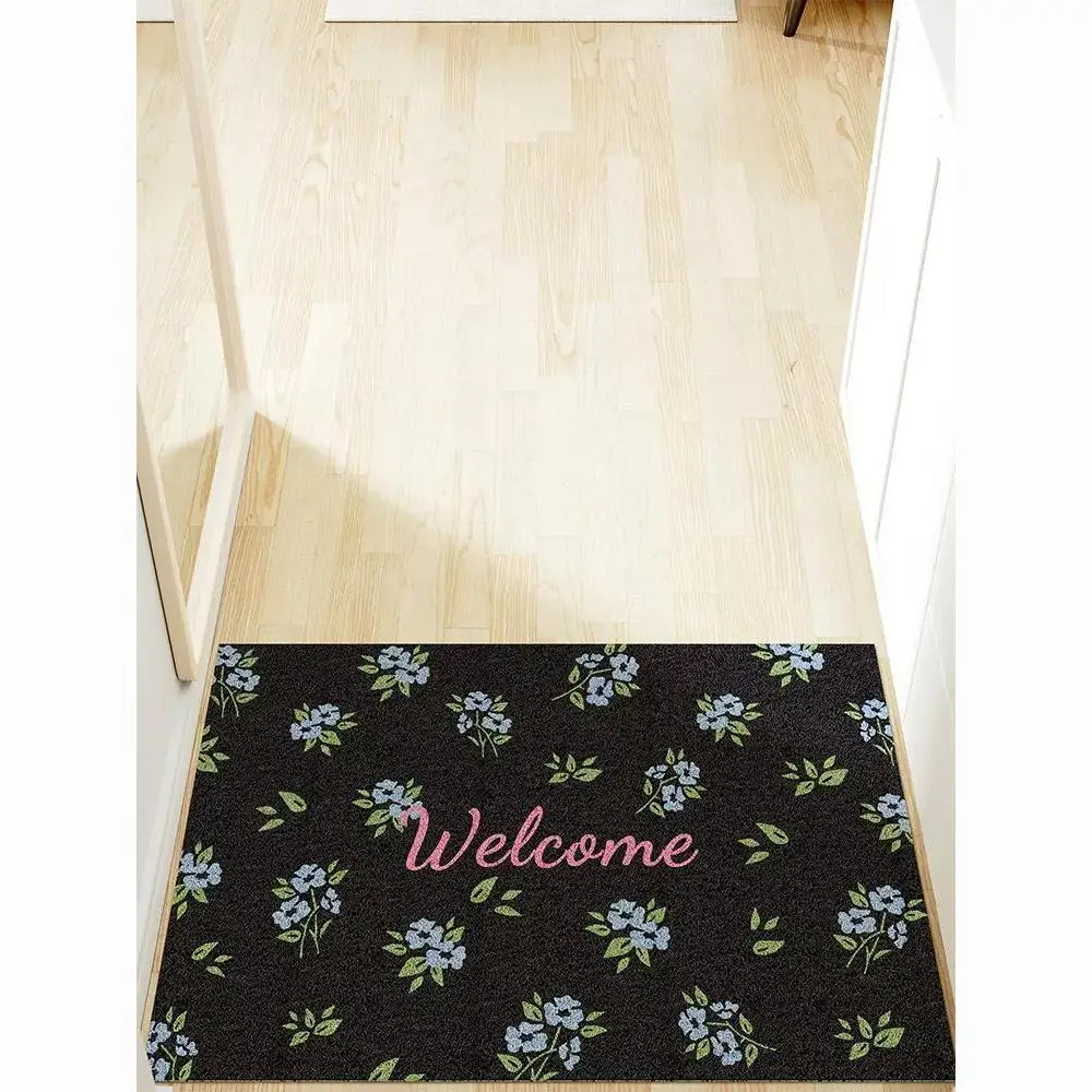 Minimalist Floral Entrance Mat, Household Doorstep Coil Foot Pad, High-end Style Entryway Doormat, Cuttable Non-slip Carpet for