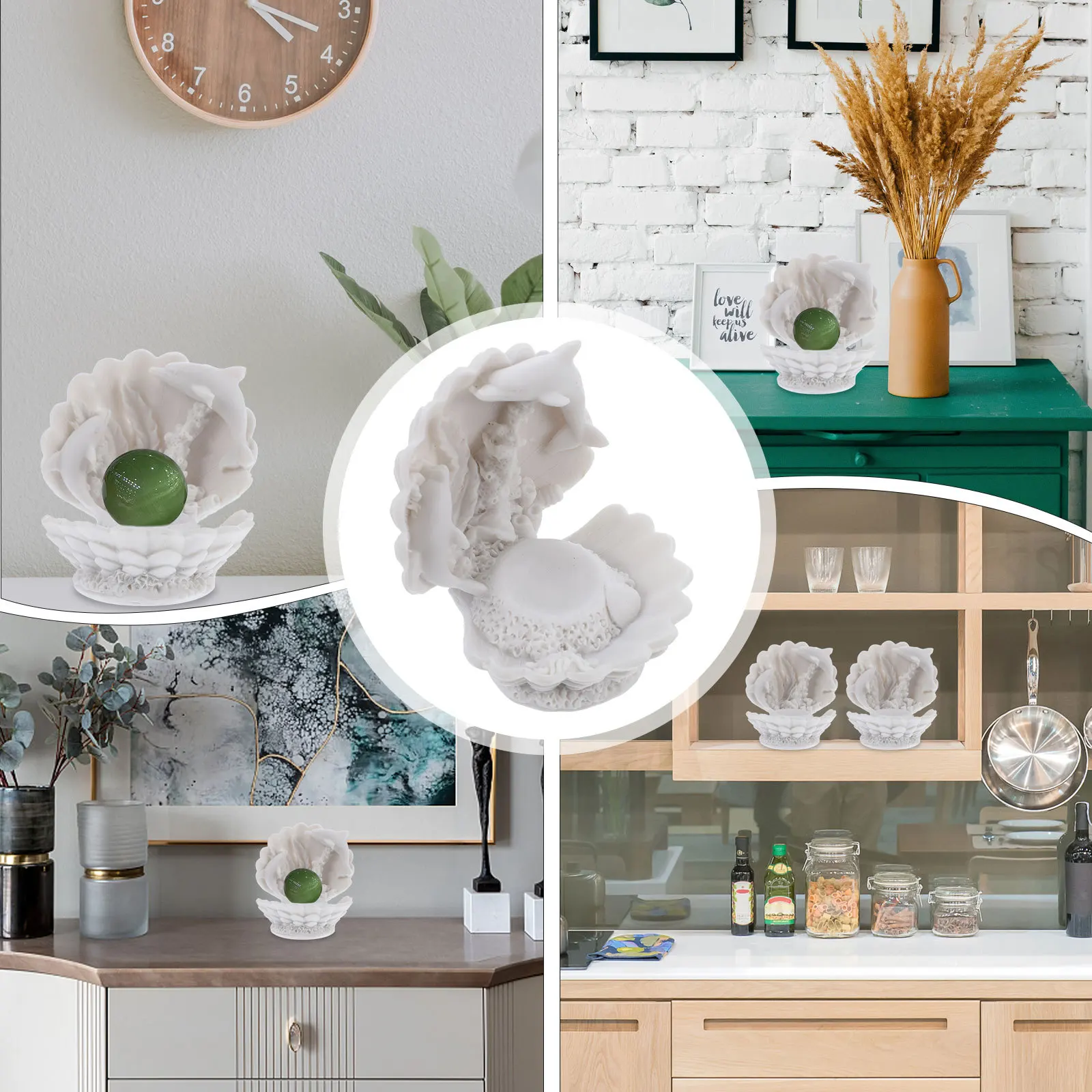 Dolphin Shell Resin Ball Base Decor Artware Photo Props Desktop Adornment Dolphin Decoration Shell Design Decor