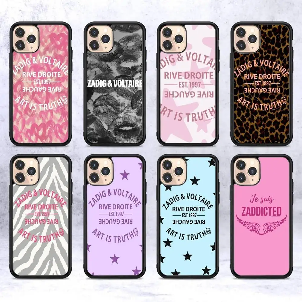 

Classic Fashion Logo Z-Zadig V-Voltaire Phone Case For Iphone 11 12 13 14 15 Pro Max 17 16 Plus Hard PC+TPU Back Cover