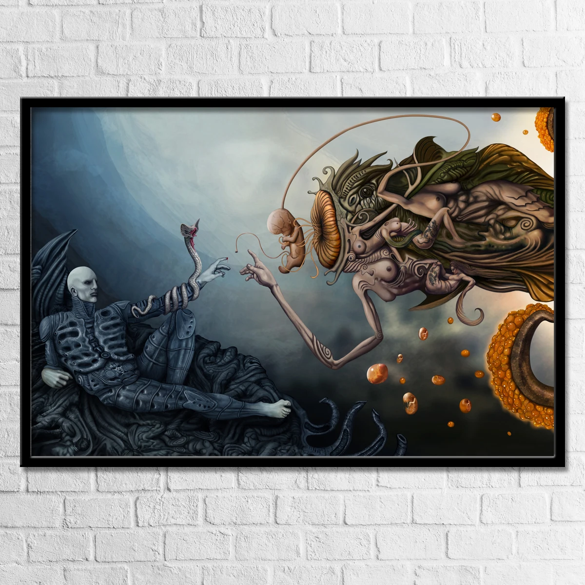 Alien Prometheus Cells Embryo Surrealism Posters and Prints Fabric Wall Art Canvas Painting Artwork For Home Living Room Decor