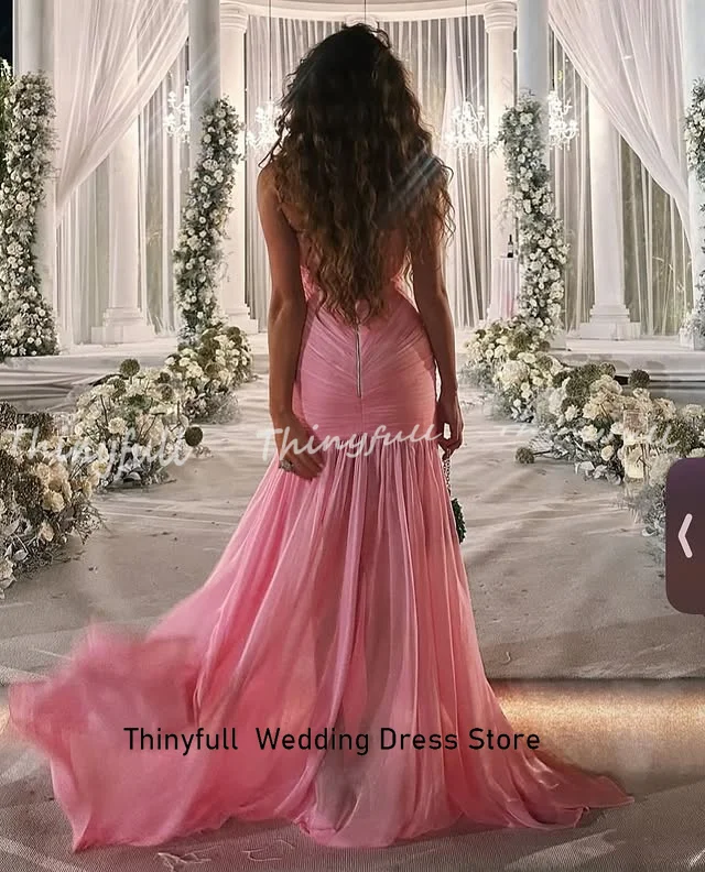 Thinyfull Chiffon Mermaid 2025 Prom Dress Sleeveless Sweetheart Ruched Evening Dress Long Formal Gown Robe De Soirée Customized image 5