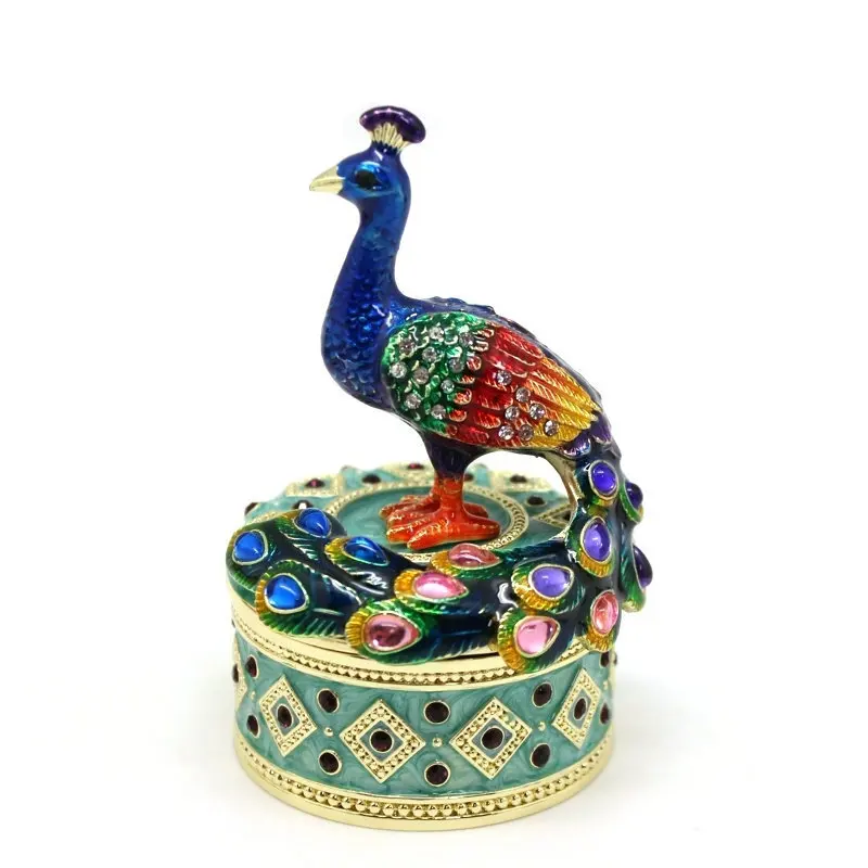 

Standing Peacock Small Jewelry Storage Box Alloy Craft Decoration Light Luxury Decoration Home Decoration