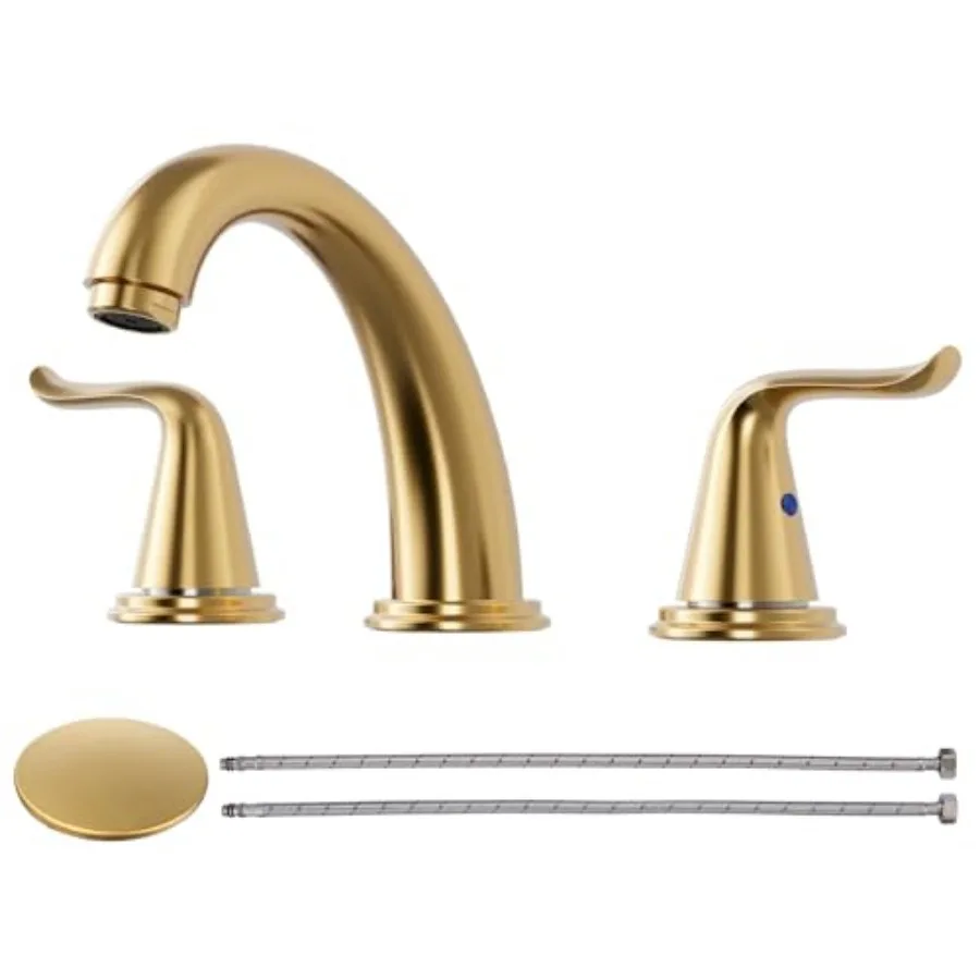 

Widespread Bathroom Faucet Bathroom Sink Faucet 3 Hole Vanity Faucet 2 Handle Basin Faucets 8 Inch Mixer Tap with Pop Up Drain