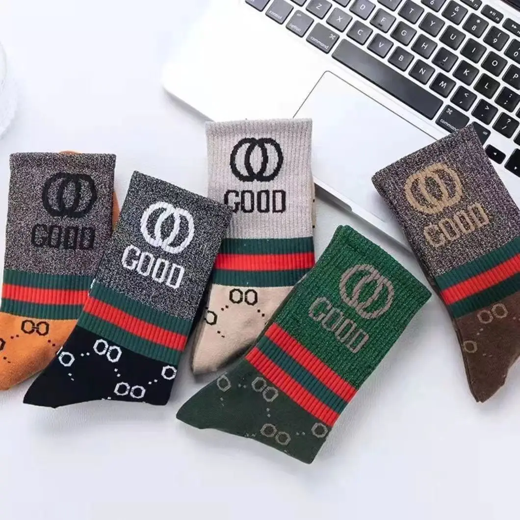 5/3 أزواج] جوارب نسائية فاخرة لعام 2025 - شريط لامع، مسامي ومضاد للميكروبات، جوارب دائرية عالية الجودة لمنتصف الساق مع حرف Pr