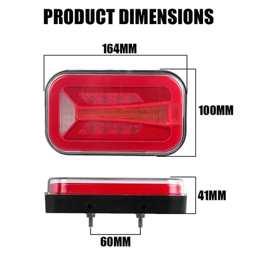 Imagen 2 del producto Luces traseras combinadas LED rojas y ámbar y blancas de 12V y 24V, lámpara LED de señal de giro de 6,5 pulgadas, lámpara de parada de freno DRL para camión, remolque, furgoneta y autobús