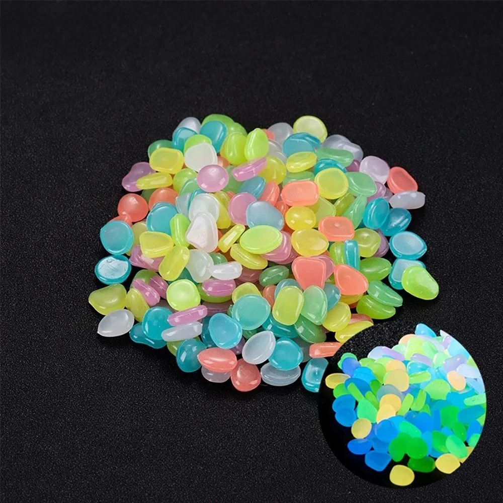 Piedras que brillan en la oscuridad, piedras luminosas de resina para paisajismo, caminos de jardín, plantas en macetas, parques, decoración de acuarios
