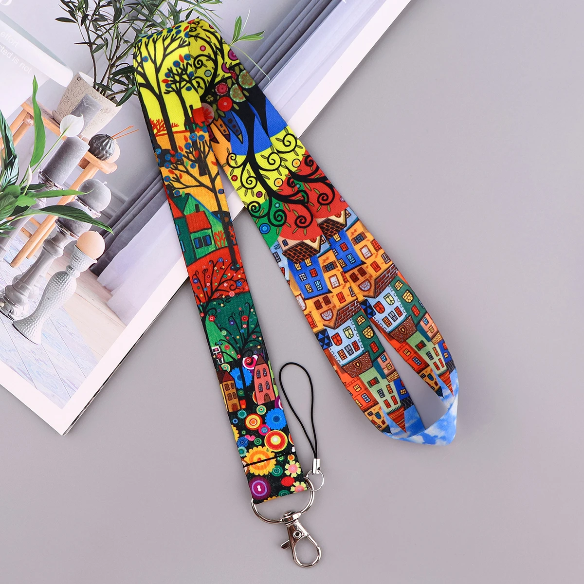 Art Tree House Lanyards for Key Neck Strap For Card Badge Gym Key Chain Key Holder DIY Hang Rope Phone Accessories