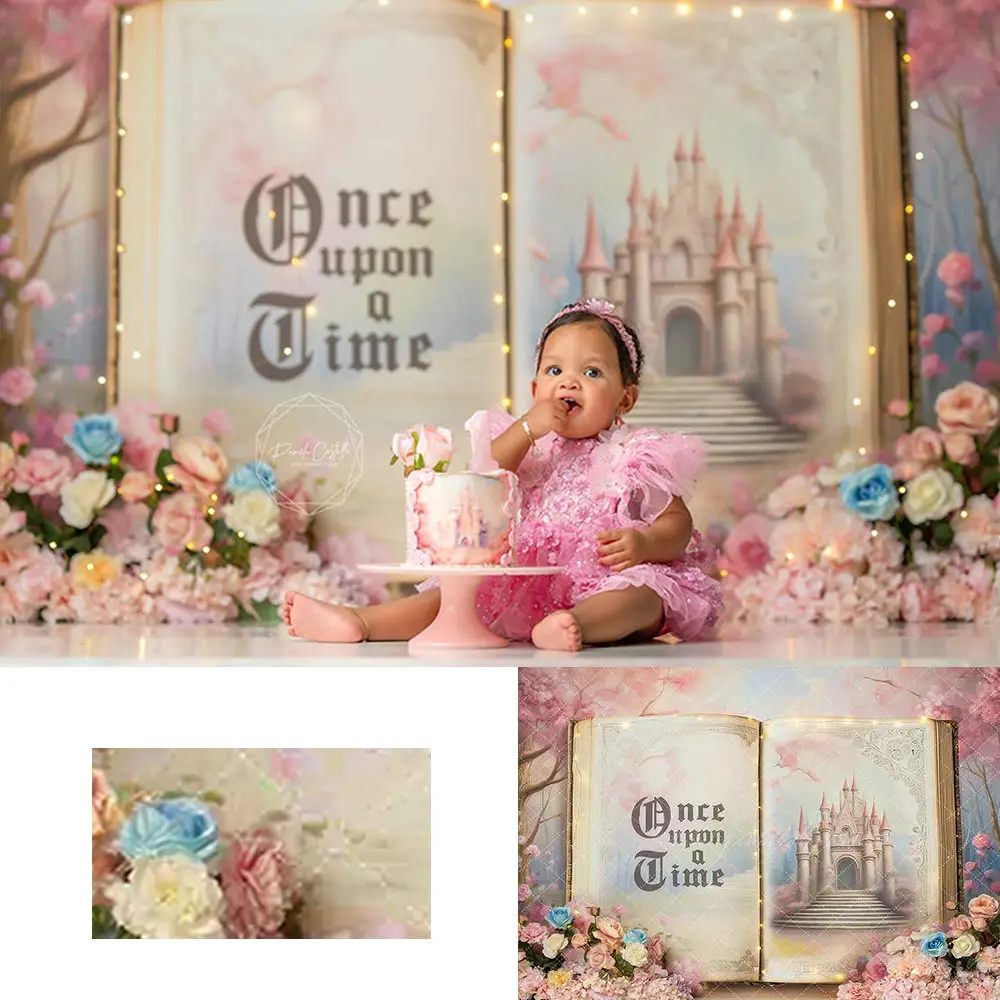 Once Upon a Time Photography Backdrop Kids Baby Cake Smash Photocall Decors Castle Book Child Girls Birthday Studio Backgrounds