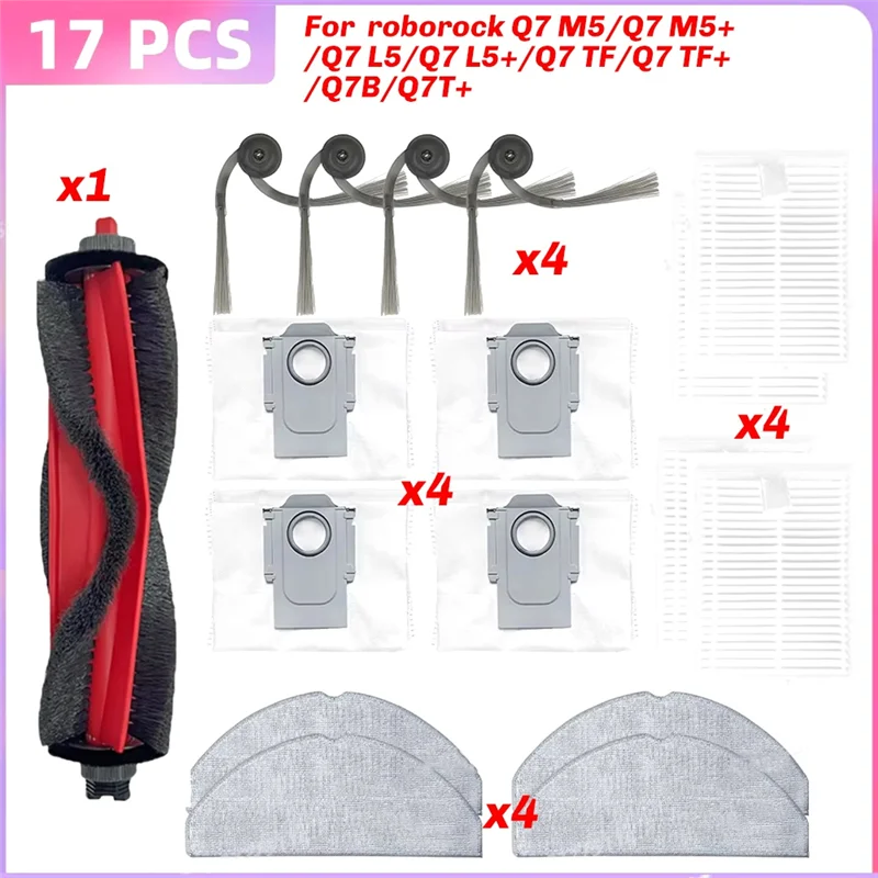 ABLE-メインブラシサイドブラシフィルターモップクロス交換部品 Roborock Q7 M5/Q7 M5+/Q7 L5/Q7 L5+/Q7 TF/Q7 TF+ Plus用