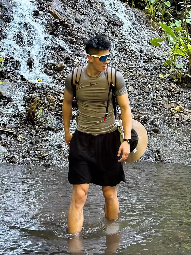 

American Sle Qui Dry Sports orts Men's Summer Climbing Mountain Fitn Ice Silk Pants Outdoor Four Beach Pants