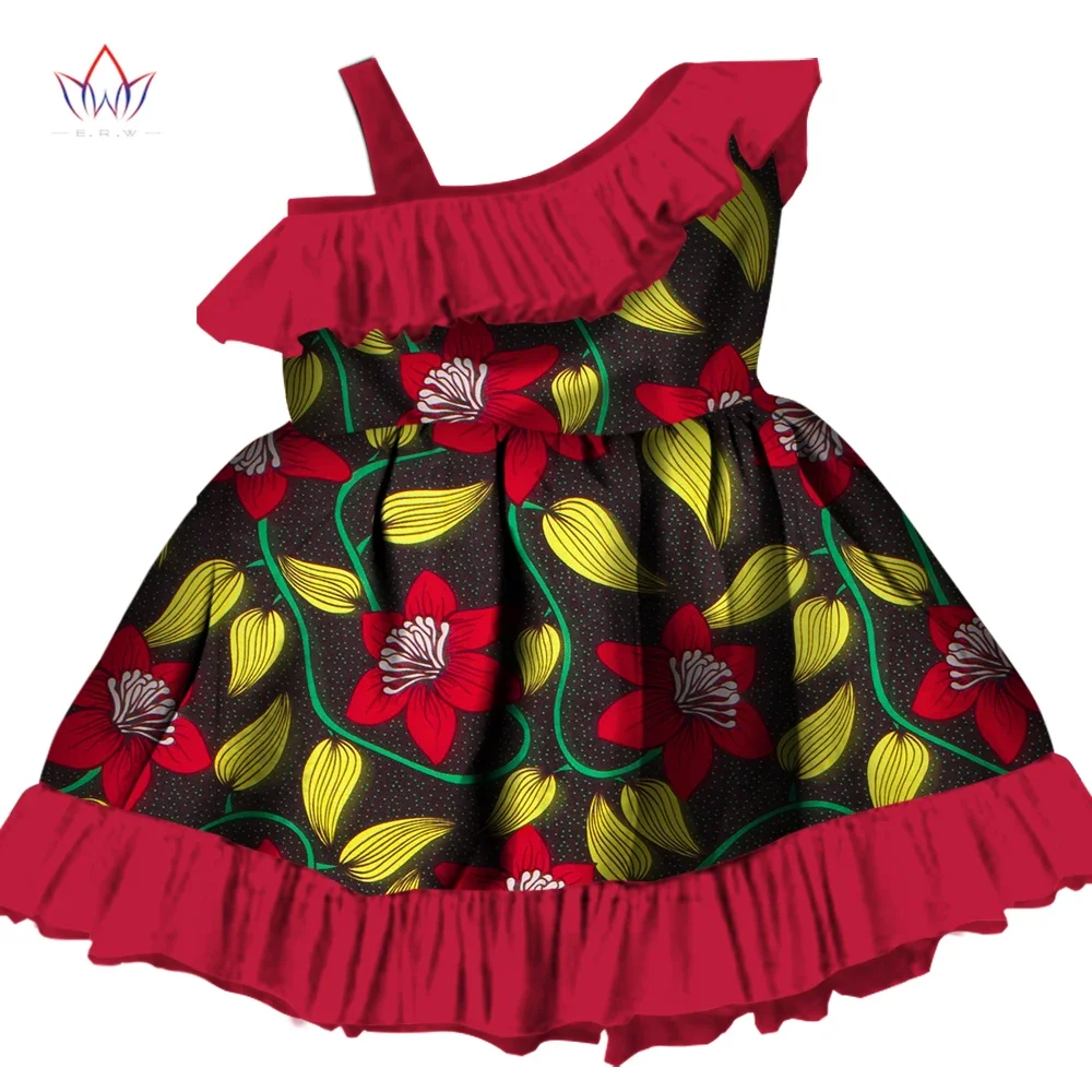 

Bintarealwax Fashion Africa Children Clothing Dashiki Cute Girls Dresses Bazin Ruffles Summer African Dress Clothing WYT120