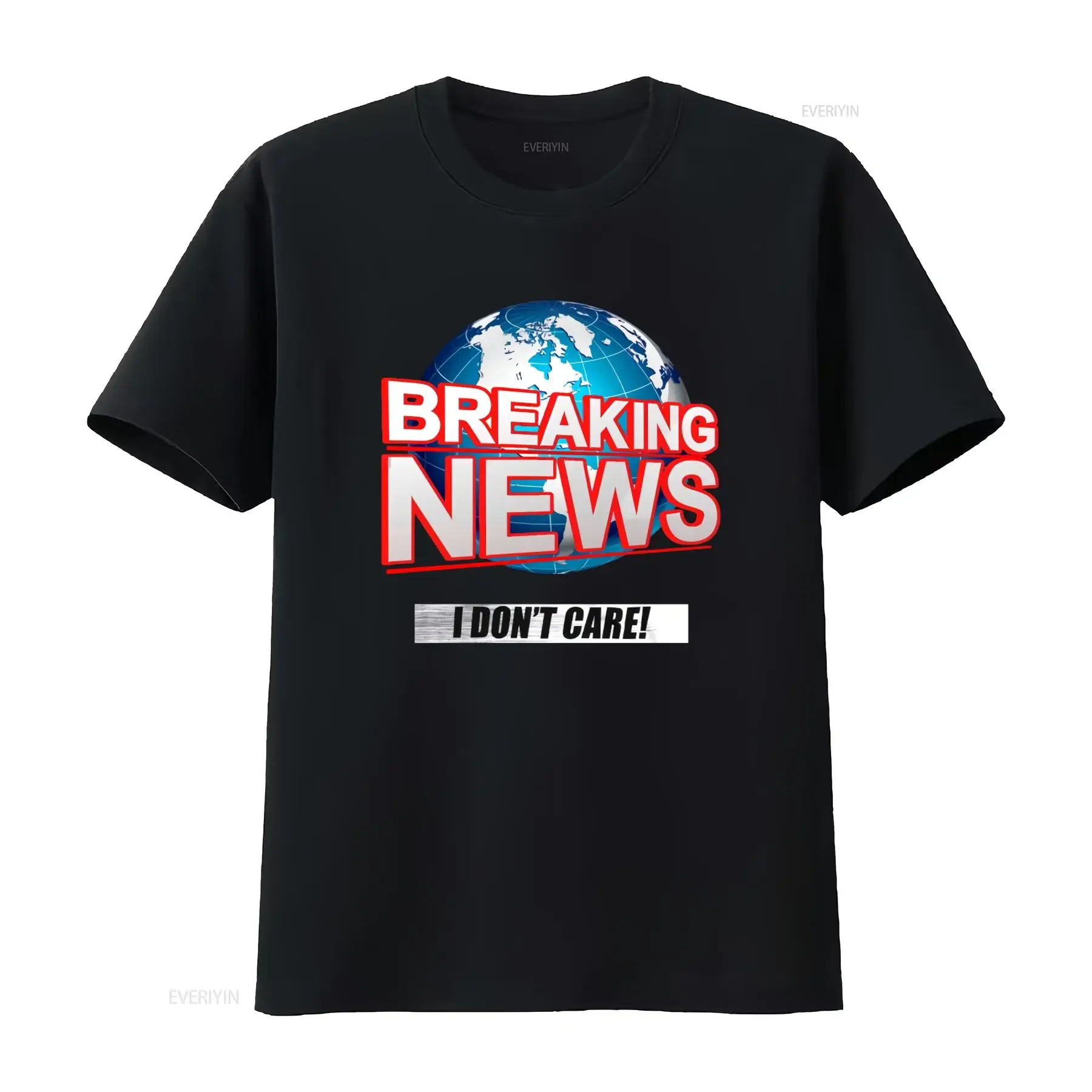 Breaking News Mens T shirt I Don't Care Statement Print for Trendy Fashion Lovers vintage Washed Casual Soft Comfortable