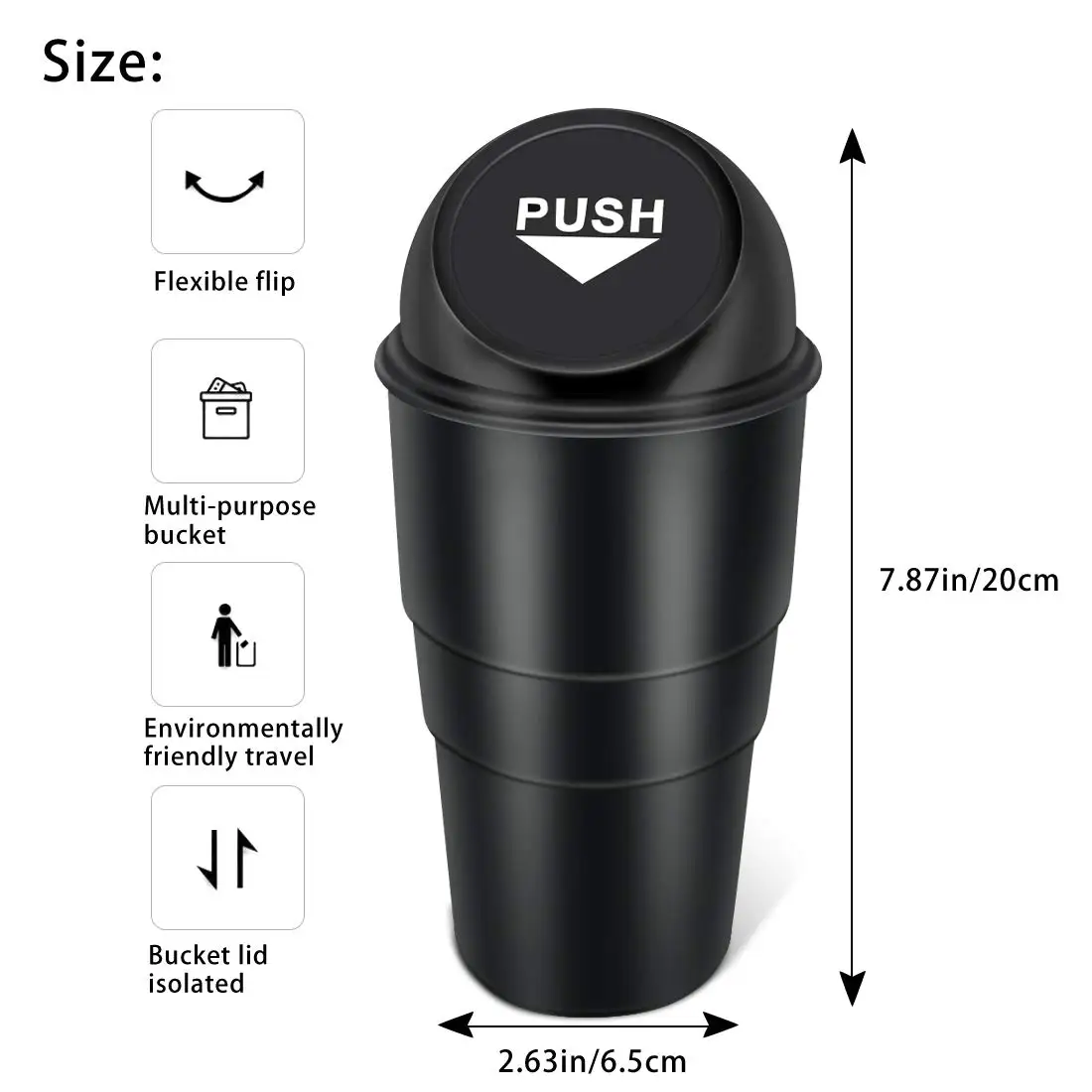 Car Garbage Can with Lid, Leakproof Vehicle Automotive Cup Holder Car Trash Can, Small Trash Bin for Automotive Office Home Kitc