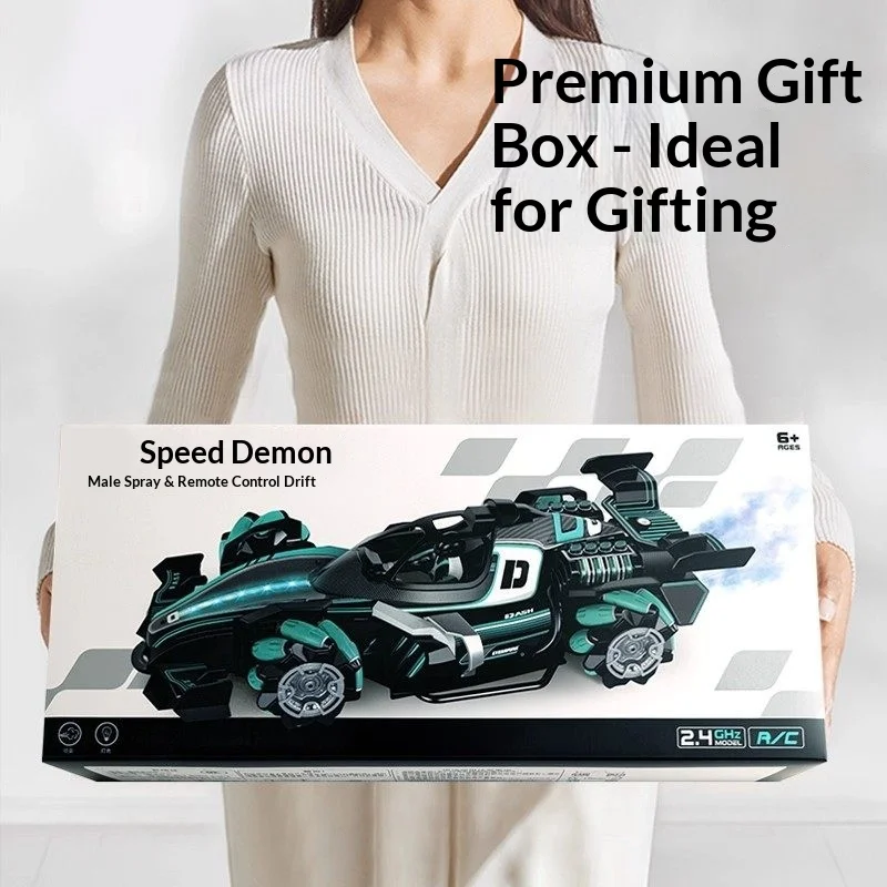 Remote Control Racing Stunt Car for Kids with Spray Light 360 Degree Rotation Side Drift New Year Gift Box